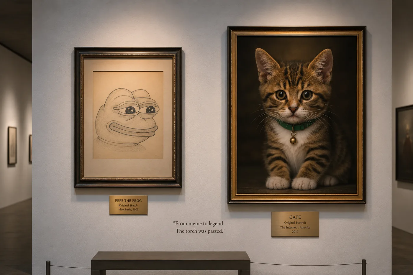 Cate's portrait hung beside Pepe the Frog in a museum — the torch was passed